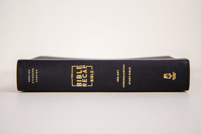 The Bible Recap 365-Day Chronological Study Bible - Genuine Black Leather