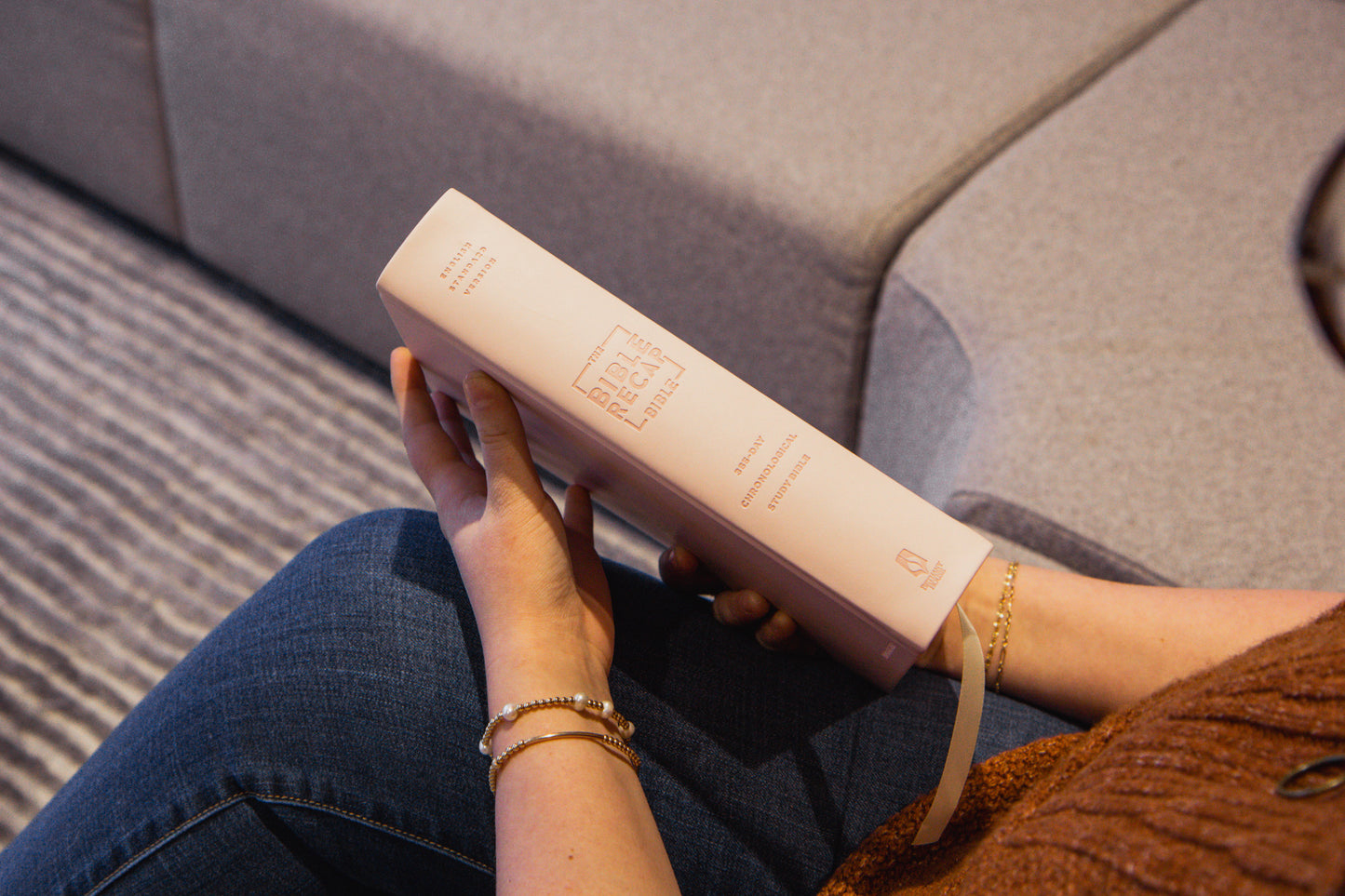 The Bible Recap 365-Day Chronological Study Bible - Pink Vegan Leather Hardcover