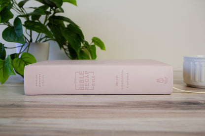 The Bible Recap 365-Day Chronological Study Bible - Pink Vegan Leather Hardcover