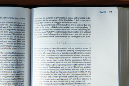 The Bible Recap 365-Day Chronological Study Bible - Genuine Black Leather